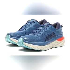 Hoka One Bondi Teal Outer Space Road Running Race Shoes Men 8 2E Wide